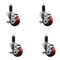 Service Caster 3'' SS Red Poly Swivel 1-1/4'' Expanding Stem Caster Set with Brake, 4PK SCC-SSEX20S314-PPUB-RED-TLB-114-4 - alternate 1